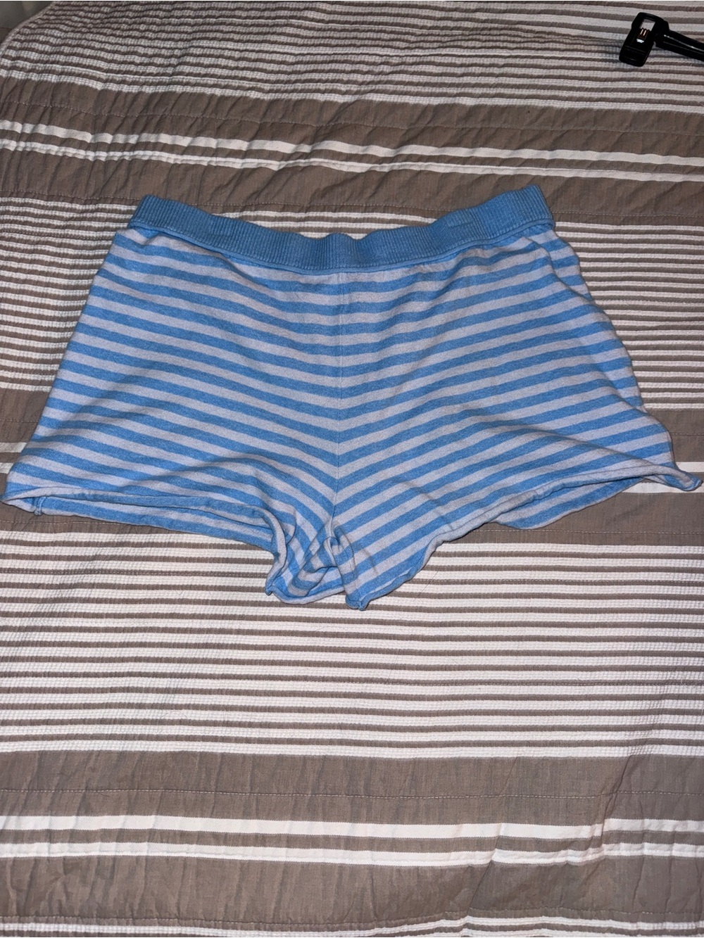 Aerie Sunday Soft Blue & White Striped Knit Lounge Shorts - Picture 2 of 3